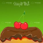 Delicious Cake with Red Cherries and Sample Text